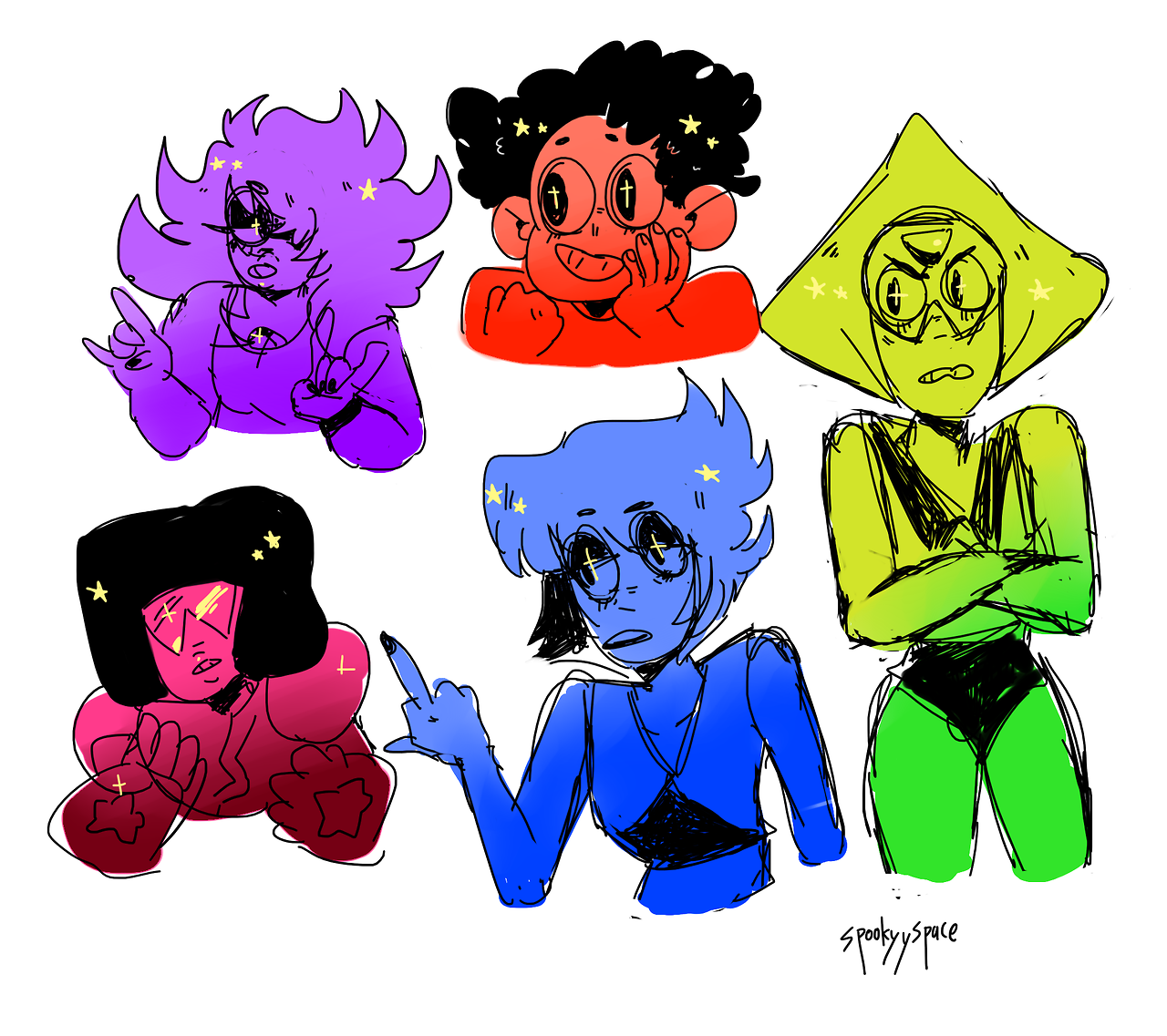 some really messy steven universe doodles