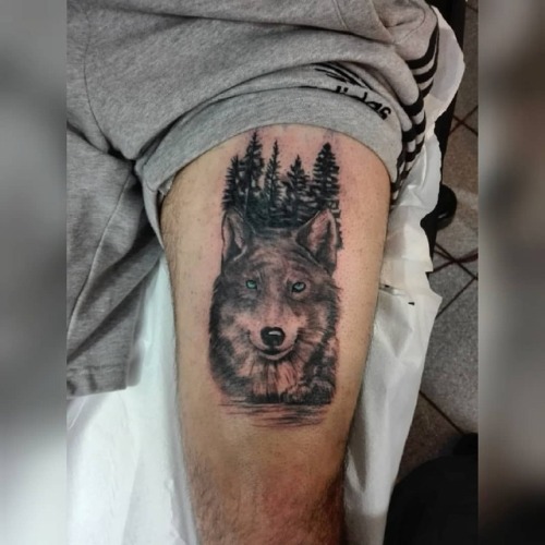 #wolf #forest #blackwork #tattooja #blackandgrey #TattooUk ...