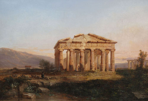 historyfilia:Paestum Temple in Morning Light - Jules...