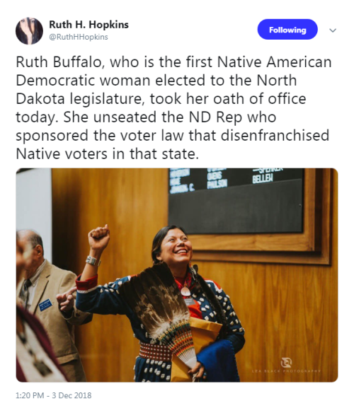 rootbeergoddess - profeminist - “Ruth Buffalo, who is the first...