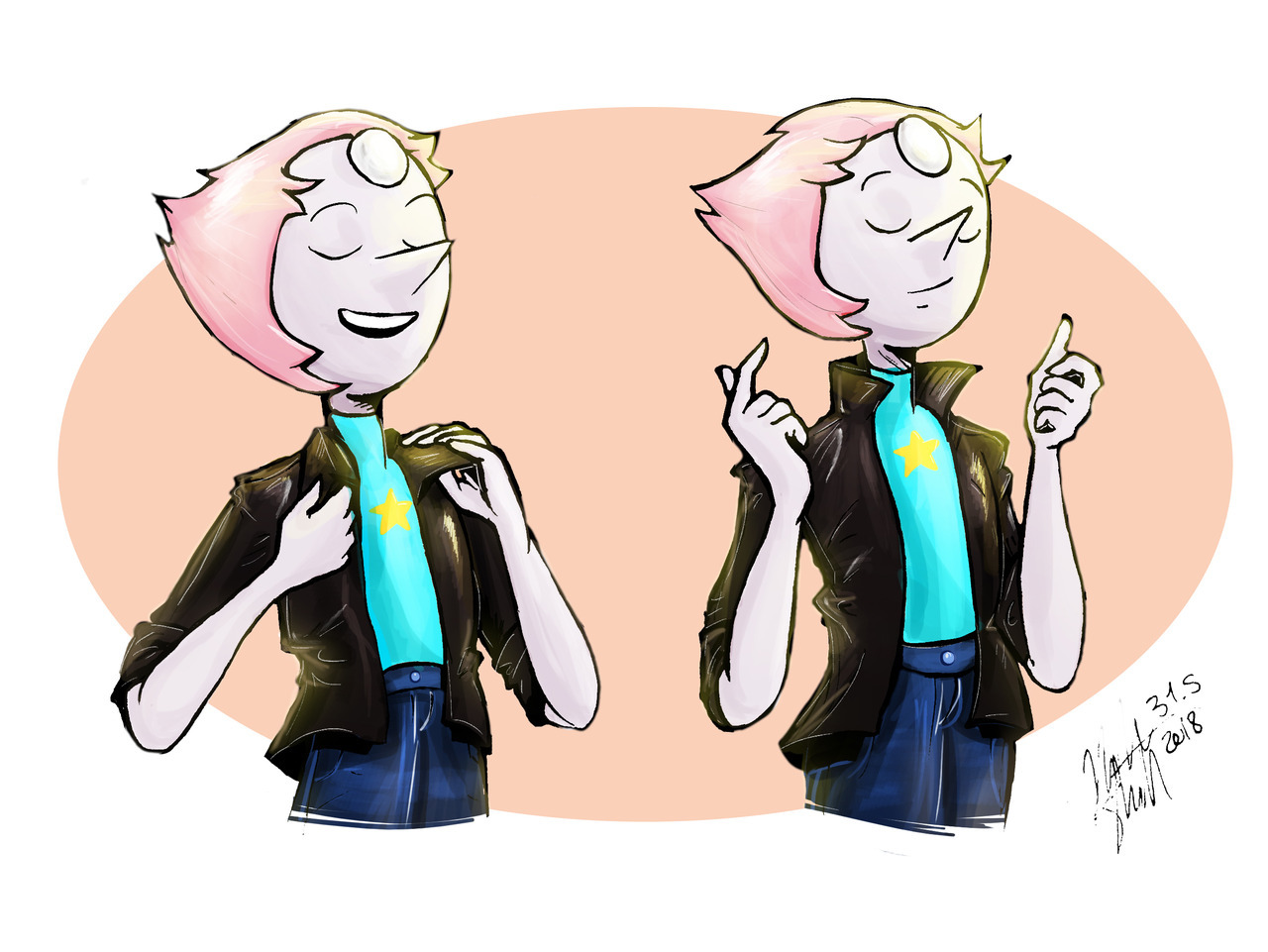 also did a leather jacket pearl because, look at her