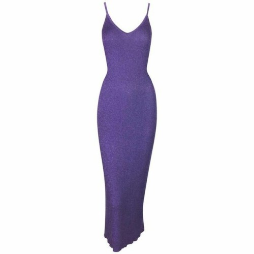 catharinethegreat - S/S 1996 Chanel Metallic Purple Knit Deep V...