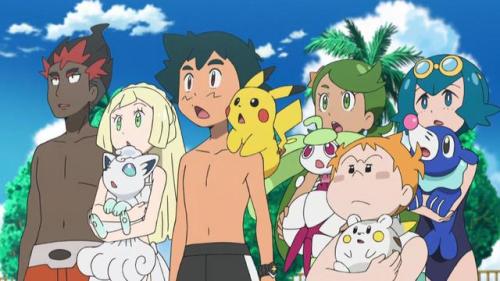 gaogeki78 - The boys in Pokemon sun and moon shirtless doing dives...