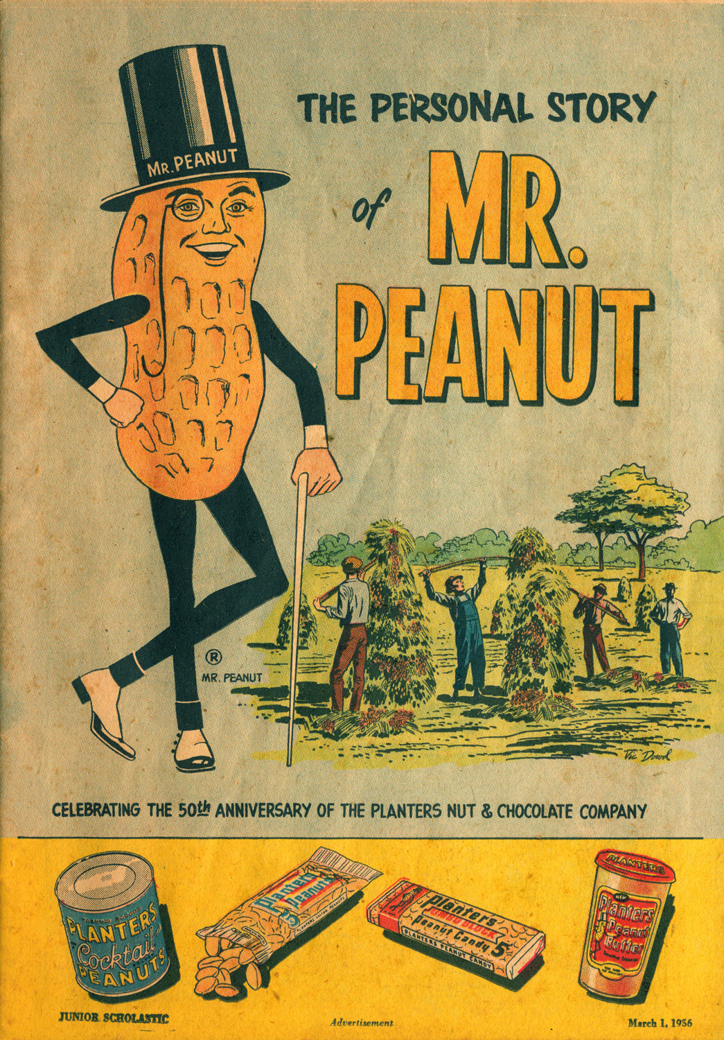 Planters Nut and Chocolate Company - 'The Personal Story of Mr. Peanut' - published in Junior Scholastic - March 1, 1956