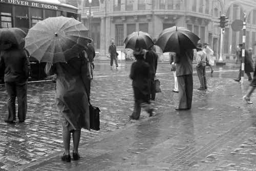 Hildegard Rosenthal. Umbrellas along Avenida São João. São...