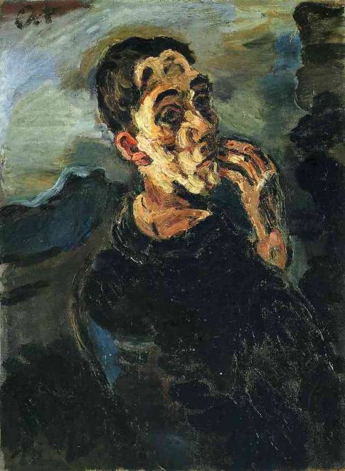 expressionism-art - Self-Portrait with Hand by his face., Oskar...