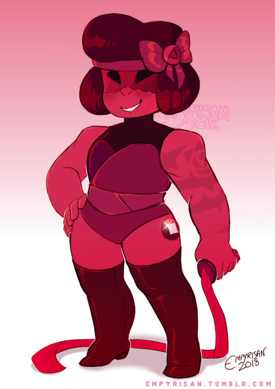 Simple Sketch Commission - Cherry Ruby! A mischievous and amused little gem. (Commissioned by @trusty-tnoyc, for their Ruby OC! I really love his design for obvious reasons! Thanks so much!)