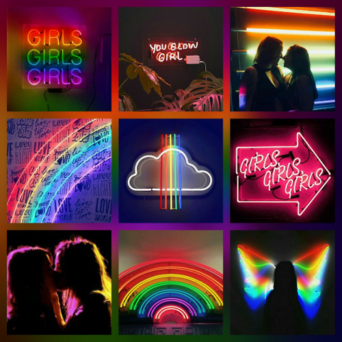 crystal-qweer-aesthetics - neon lesbian moodboard for anon! this...