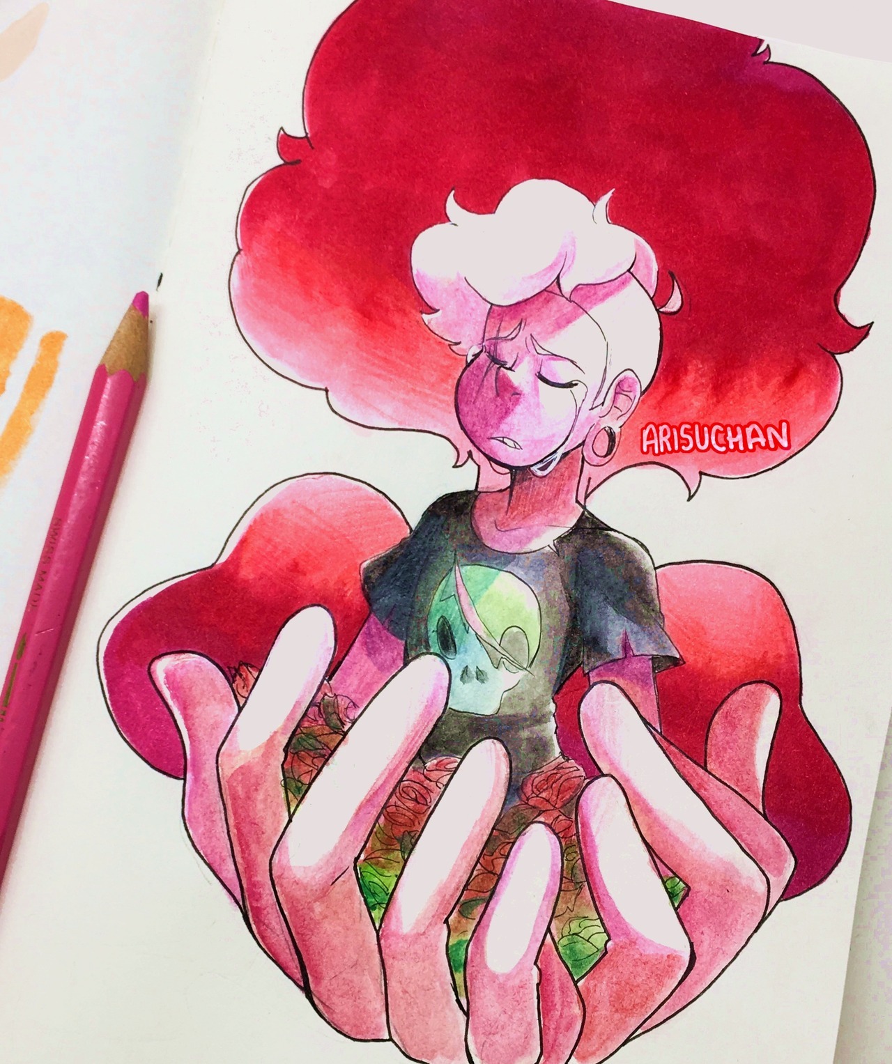Healed by a Diamond tear💧 (Watercolors, pencils, copics)