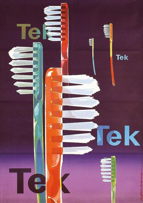 Fritz Bühler & Ruodi Barth, Illustration for Tek tooth brush...