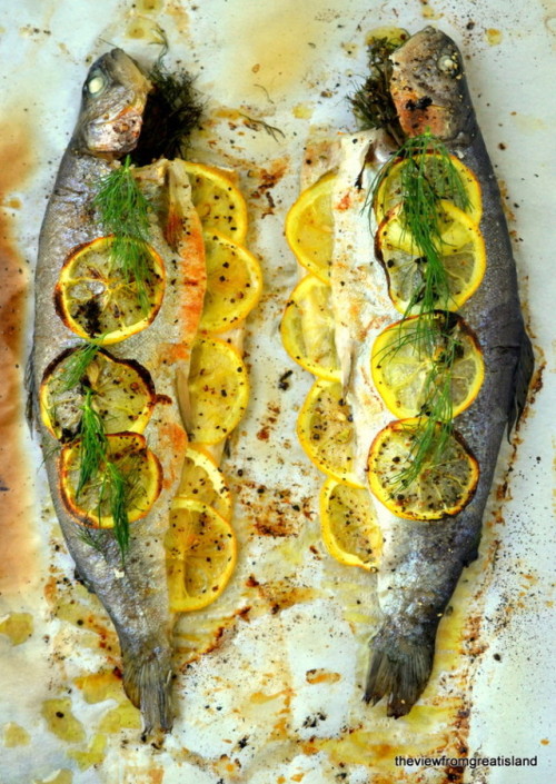 hoardingrecipes - Whole Baked Trout with Herb Salsa