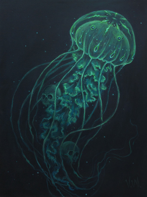viniciuswang - Jellyfish, 2017.Acrylic on canvas 60cm x 80cm.