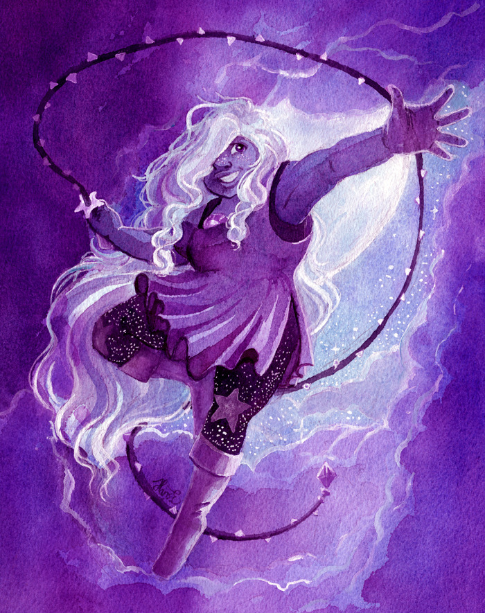 Amethyst in #5 for my flatmate. Kinda. Since her birthday is coming up and I took so long to do this, I gave myself some freedom and spent a bit longer on it. She was very fun to paint. :>