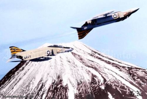 planesawesome - USN Phantoms VF-151 over Mt. Fuji.