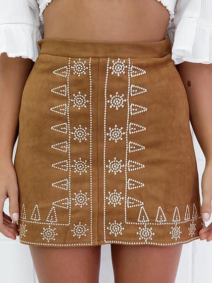 Fall outfit brown embroidery pencil skirt on flash sale now 