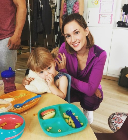 youareavision - Kat on the set of Workin Moms with baby Mabel....