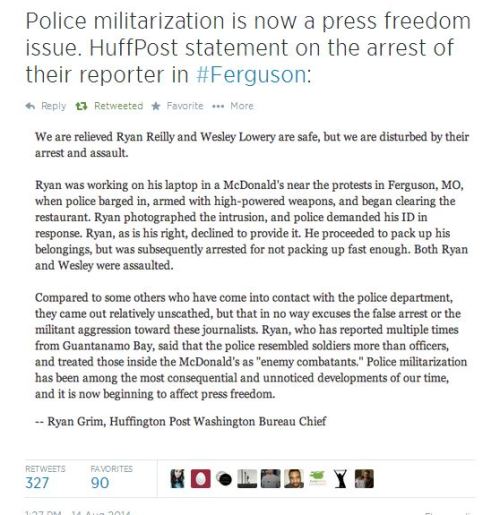 dagwolf - Police militarization is now a press freedom issue....