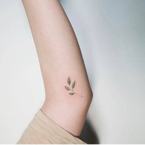 By Sol Tattoo, done in Seoul. http://ttoo.co/p/25812 small;micro;elbow;leaf;tiny;ifttt;little;nature;soltattoo;illustrative