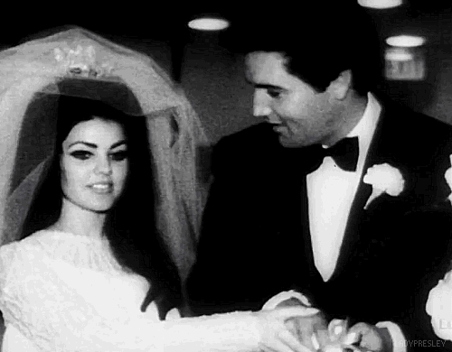 ladypresley - Elvis and Priscilla Presley prepare to cut the first...