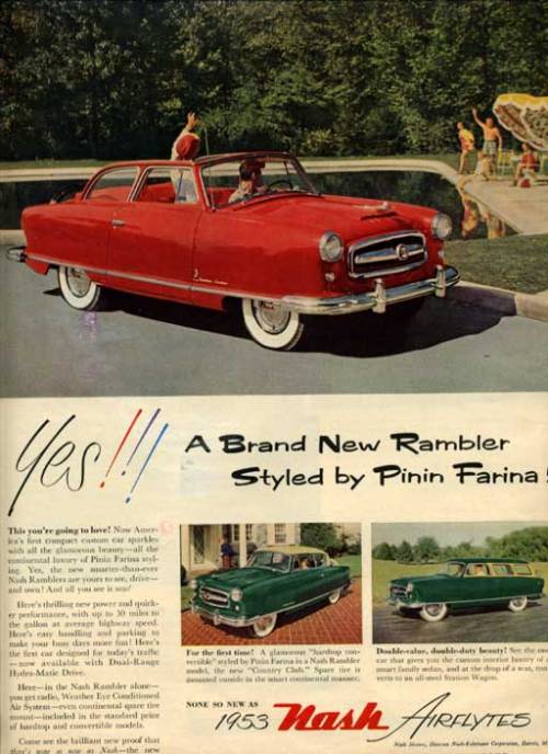 newfound-pastimes - 1953 Nash Airflytes Rambler car ad