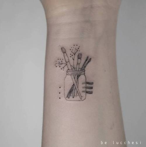 Paintbrush and ring tattoo  Tattoogridnet