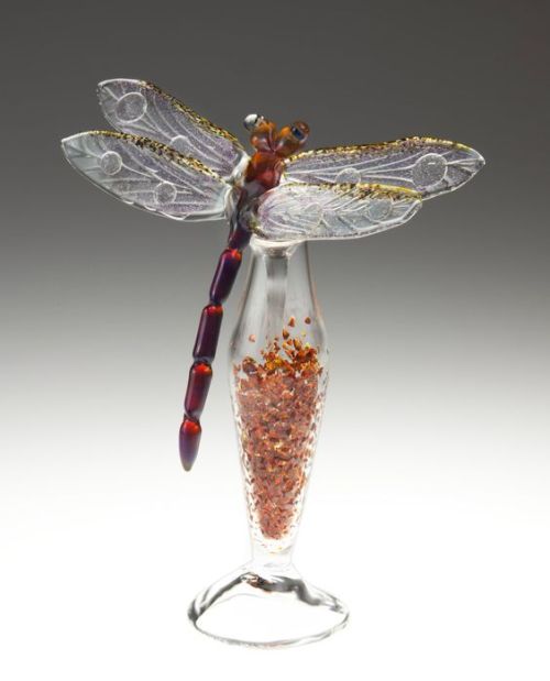 treasures-and-beauty - Amber Dragonfly Bottle by Loy Allen....