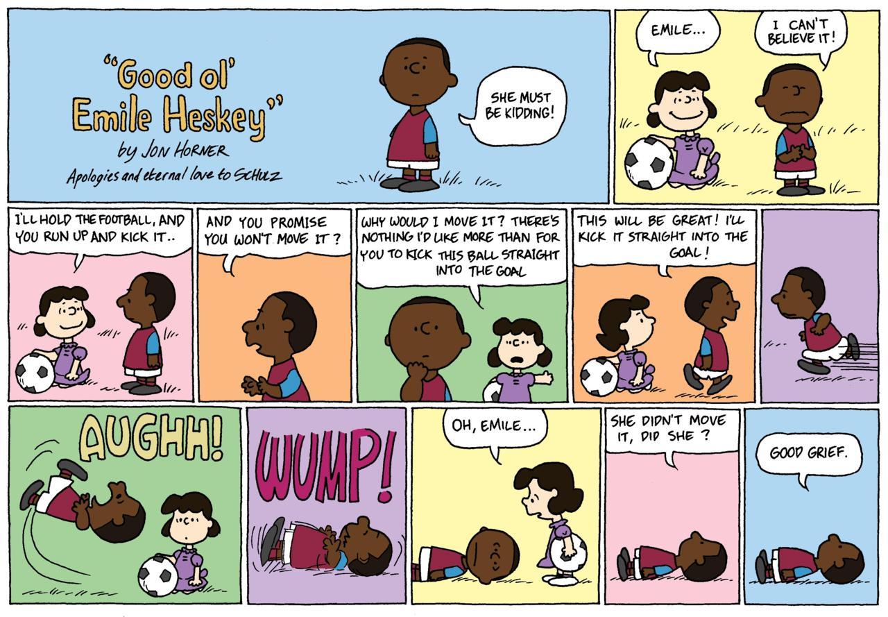 “Good Ol’ Emile Heskey.” By Jon Horner. Apologies and eternal love to Schulz.