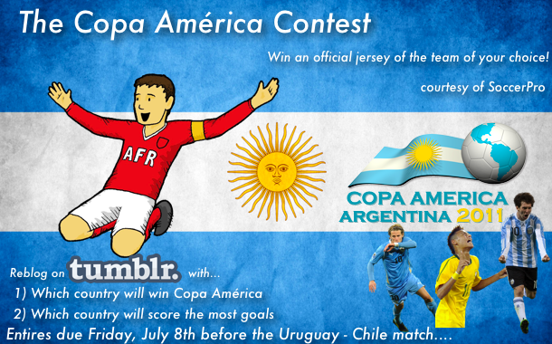 The Copa América Contest - The rules are simple and stated in the picture above. If you need some new soccer apparel, you’re in luck. Want the new Argentina jersey or the new soccer jersey of your club or country? Then go on and make your...