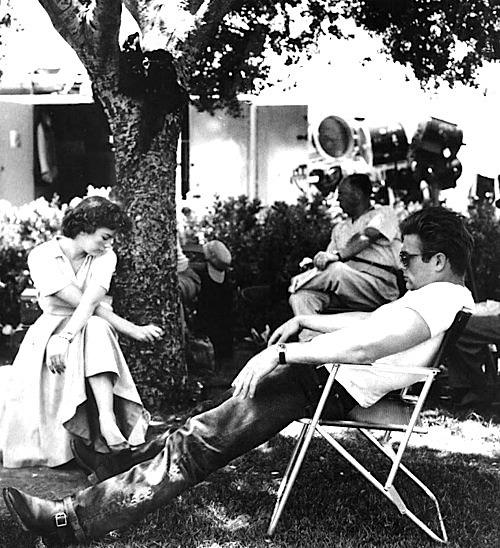 jamesdeandaily - James Dean and Natalie Wood on the set of “Rebel...