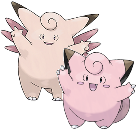 Clefairy and Clefable.  Artwork by Ken Sugimori; twinkle twinkle, little star, how I wonder whether you'll come after me for copyright infringement.
