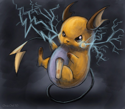 Raichu doing what she does best, by OrcaOwl (http://orcaowl.deviantart.com/).