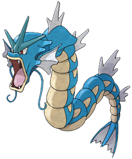 Fun fact: in the beta version of Red and Blue, Gyarados' English name was "Skulkraken."  It works on so many levels, each more terrifying than the last!  Artwork by Ken Sugimori; render unto Nintendo what is Nintendo's, etc.