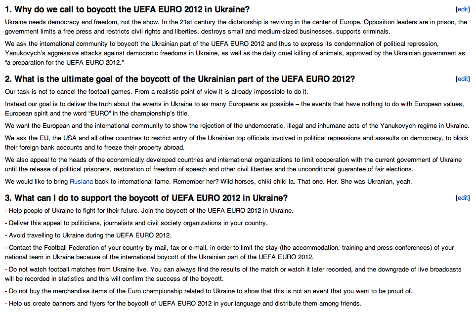 Activists took over the UEFA EURO 2012 page on Wikipedia. Remember the Howling Football that was meant to raise awareness for animal protection ahead of this summer’s EURO 2012 in Ukraine and Poland? Well activists/hackers (do people that change...