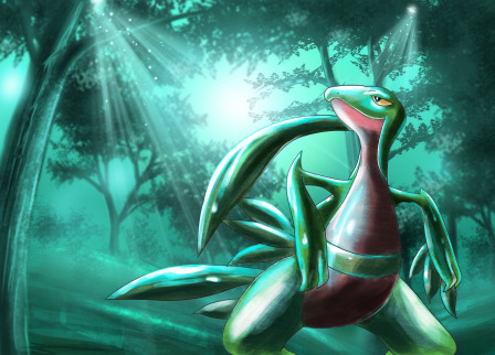 Grovyle being awesome, by AbusoRugia (http://abusorugia.deviantart.com/), whose fanart is extensive and beautiful.