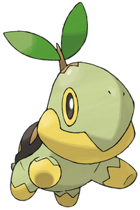 Turtwig.  Artwork by Ken Sugimori; that is not dead which can eternal lie, and with strange aeons even Nintendo may die.