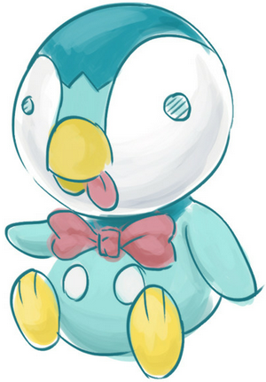 Shiny Piplup with a bowtie, by Adam Dreifus, who may or may not be a mantis shrimp (http://adamdreifus.tumblr.com/).  Bowties are cool.