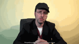 Animated GIF of the Nostalgia Critic bowing his head sadly.
