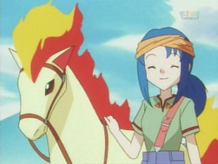 Lara Laramie and her Ponyta.  Screenshots from filb.de/anime.