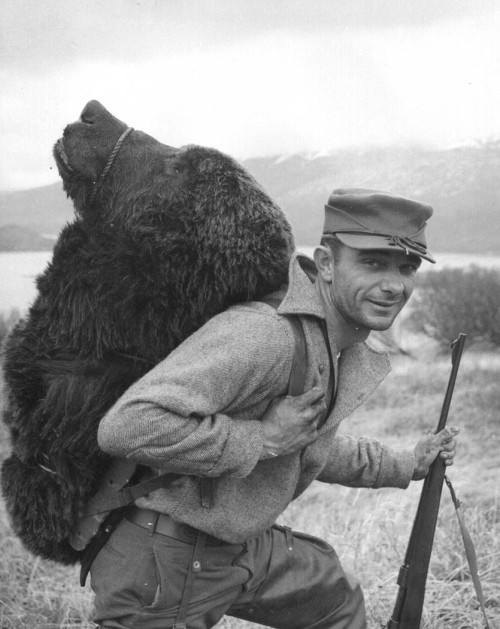 legrandcirque:William A. Troyer, A happy hunter. Bear hunting...