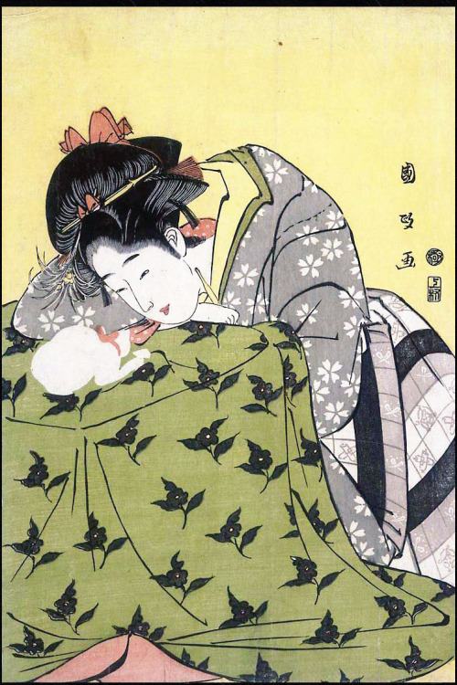 fetishofsilence - Woman, Cat, and Kotatsu Utagawa Kunimasa...