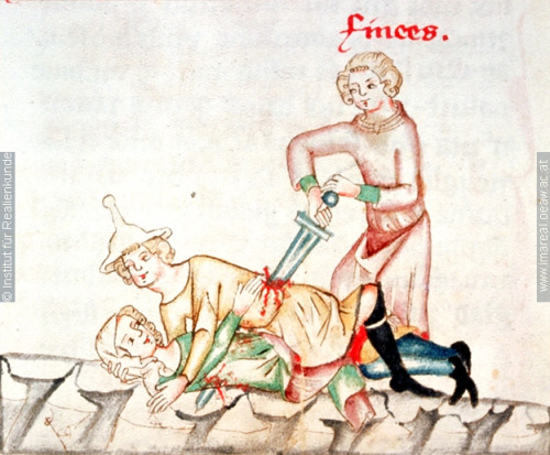 illumanu: “ 14th century (1349-1351) Austria - Lilienfeld Lilienfeld, Stiftsbibliothek Cod. 151: Concordantiae caritatis fol. 244v - Public service. (killing adulterers) The man fornicating/being killed is wearing a Jewish cap, which, astonishingly,...