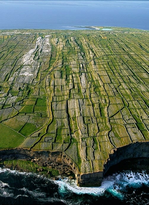 Aerial view of Inishmore cliffs, Aran Islands, County Galway, Ireland (53°07’ N, 9°45’ W)