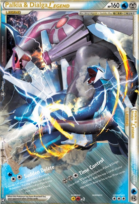 Dialga and Palkia are so awesome, not even their own trading cards can contain them, as these illustrations by Shinji Higuchi and Sachiko Eba attest.