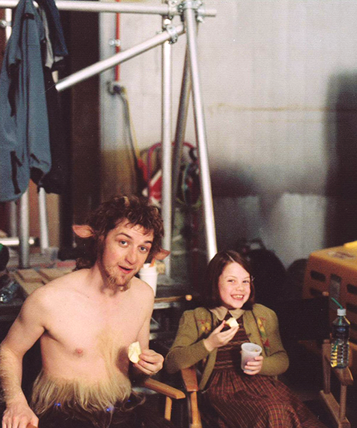 mspevensie - James McAvoy and Georgie Henley on the set of The...