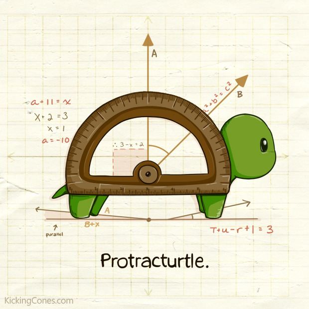 Protractor + Turtle = Protracturtle! :) Check out my Tumblr for more comics: KickingCones!