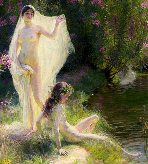 darkleafyforest - The Bathers (Detail) by Armand Point - 1892
