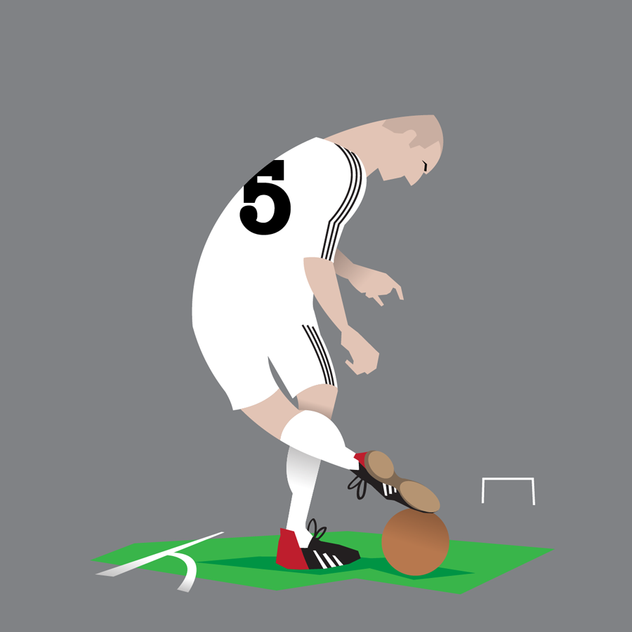 “Zizou dances in Madrid” - by Dan Leydon “I’ve never appraoched Zidane as a subject for illustration before. What always struck me about his style of play was his grace of movement. I wanted to show him in a quite skillful pose so I went with the...