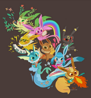 Before today, you all had to trudge through the endless dreariness of your dull and unfulfilling lives without the awesomeness that is an Eeveelution rock band.  Now, thanks to Tinysnail (http://tinysnail.deviantart.com/), you no longer have to!