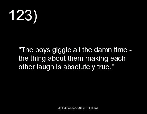 Little CrissColfer Things 123 - “The boys giggle all the...